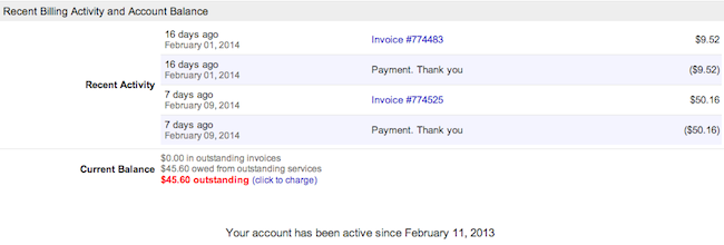 This customer has a $45.60 outstanding balance, shown next to the Current Balance.