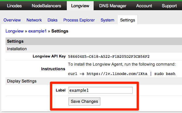 Linode Manager Longview client relabel