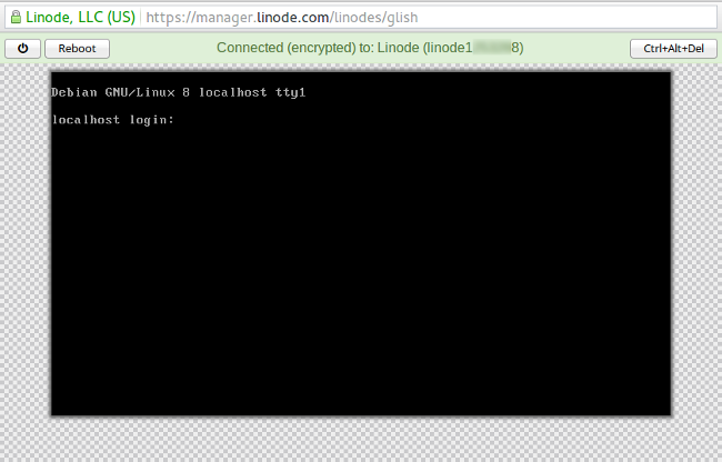 Glish at the Debian login prompt.